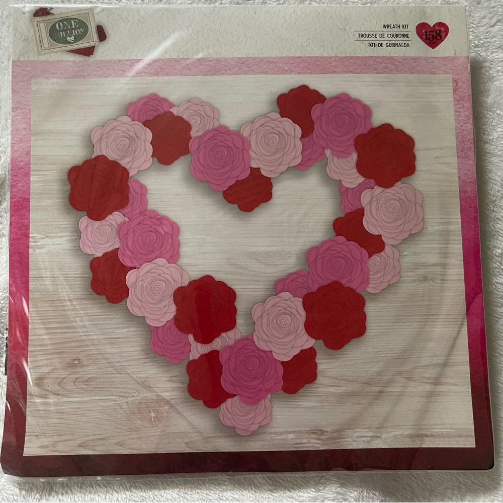 Heart-Shaped Pink and Red Holiday Paper Craft Wreath